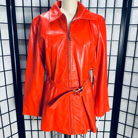 St. John Collection by Marie Gray Orange Leather Jacket - Picture 5 of 7